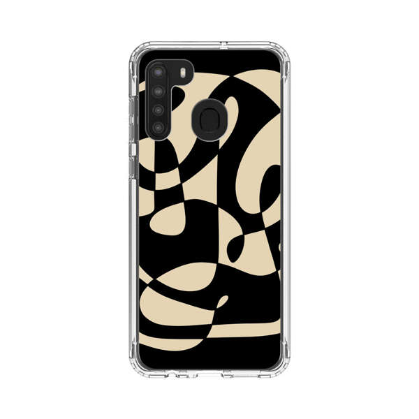 Modern Abstract Beige and Black Geometry Samsung Galaxy A21 Case