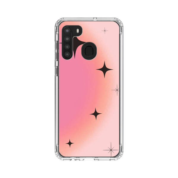 Pink Peach Gradient with Black Stars Samsung Galaxy A21 Case