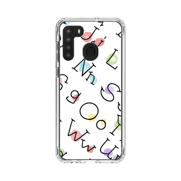 Playful Alphabet Pattern with Colorful Letters Samsung Galaxy A21 Case