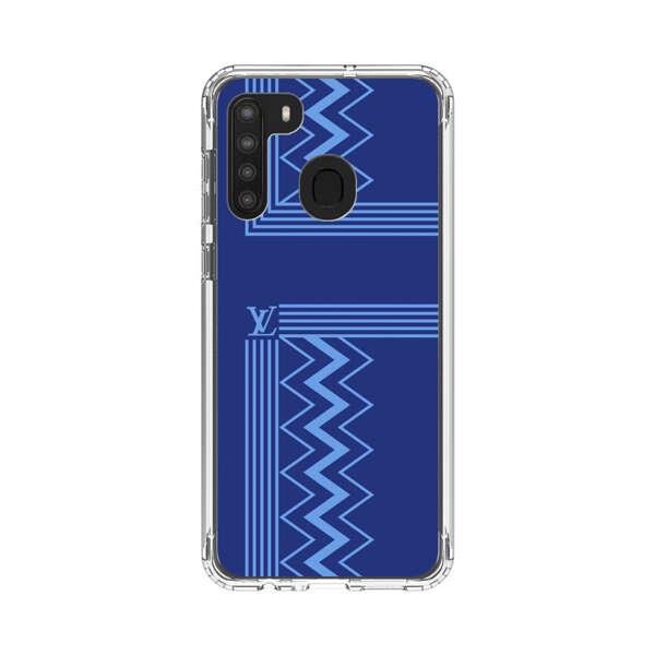 Stylish Geometric Zigzag Pattern in Blue Samsung Galaxy A21 Case