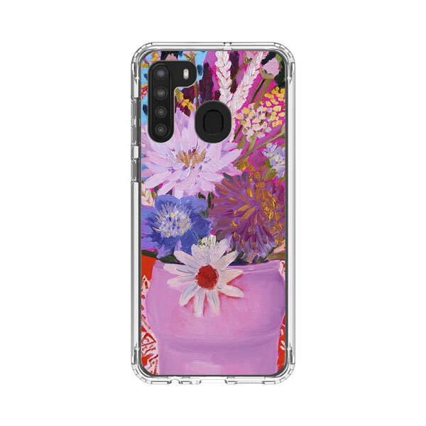 Vibrant Floral Bouquet in Pink Vase Samsung Galaxy A21 Case