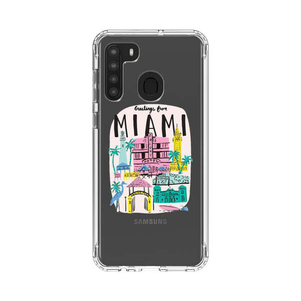 Vibrant Miami Cityscape Illustration Samsung Galaxy A21 Case