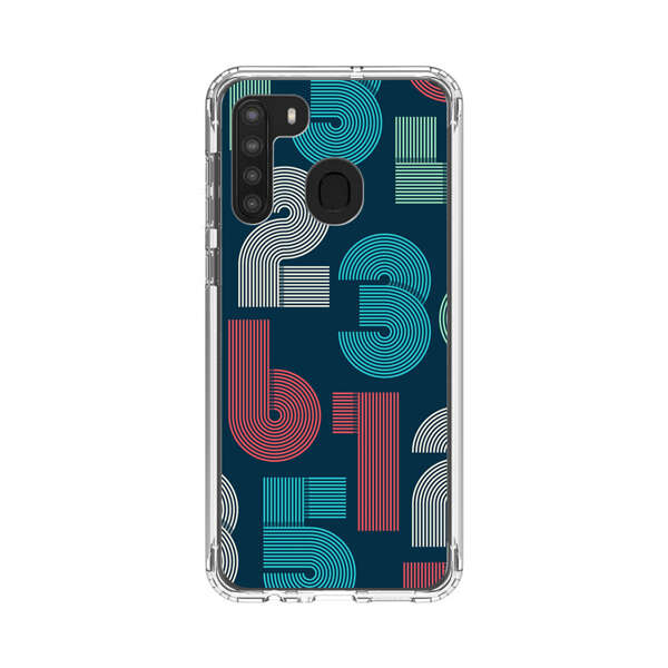 Vibrant Seamless Pattern of Colorful Stylized Numbers Samsung Galaxy A21 Case