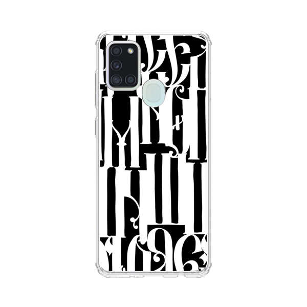 Abstract Black and White Pattern with Ornamental Letters Samsung Galaxy A21s Case