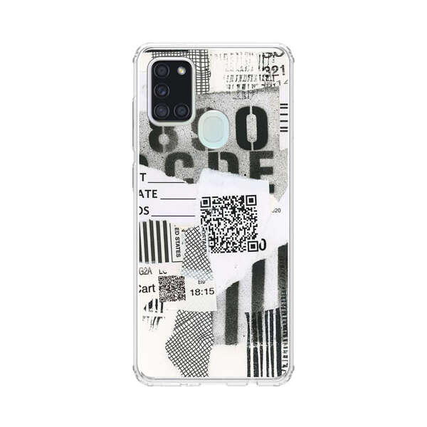 Abstract Collage Torn Paper Barcodes Samsung Galaxy A21s Case
