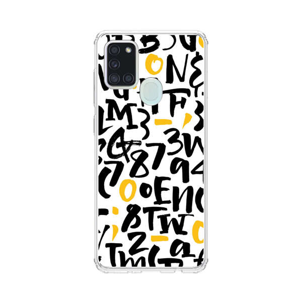 Abstract Typography Letter Number Pattern Samsung Galaxy A21s Case