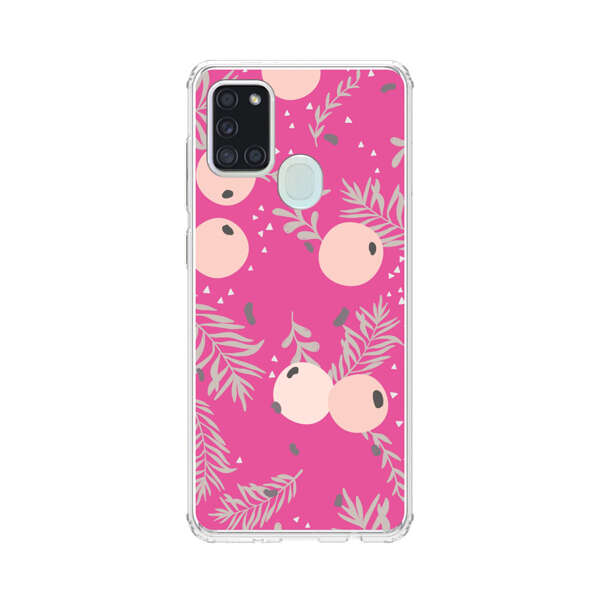 Berries Floral Pattern Pink Background Samsung Galaxy A21s Case