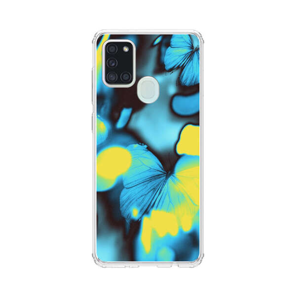 Blue Butterflies Glowing Abstract Background Samsung Galaxy A21s Case