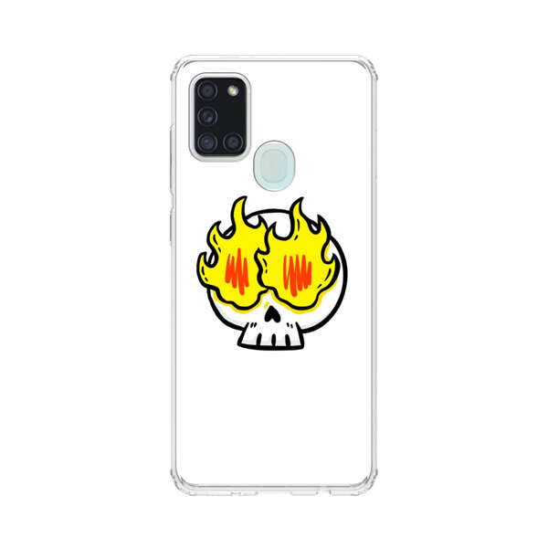 Cartoon Skull with Flames Samsung Galaxy A21s Case