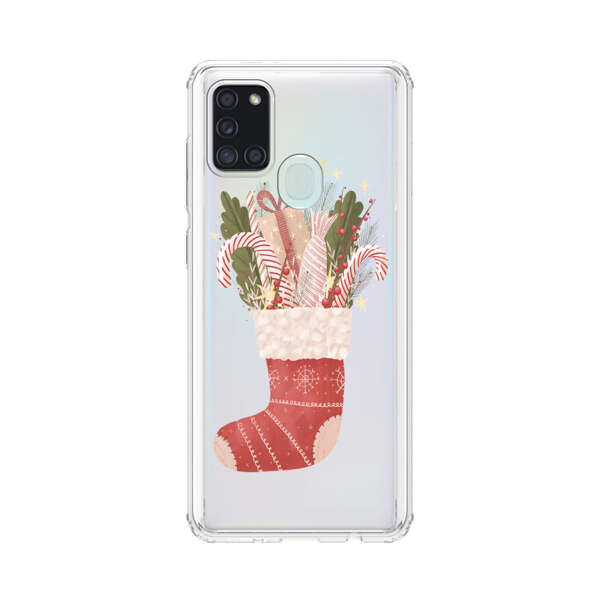 Christmas Stocking with Gifts and Candy Canes Samsung Galaxy A21s Case