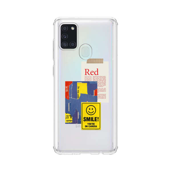 Collage Torn Paper Smiley Face Yellow Sign Samsung Galaxy A21s Case