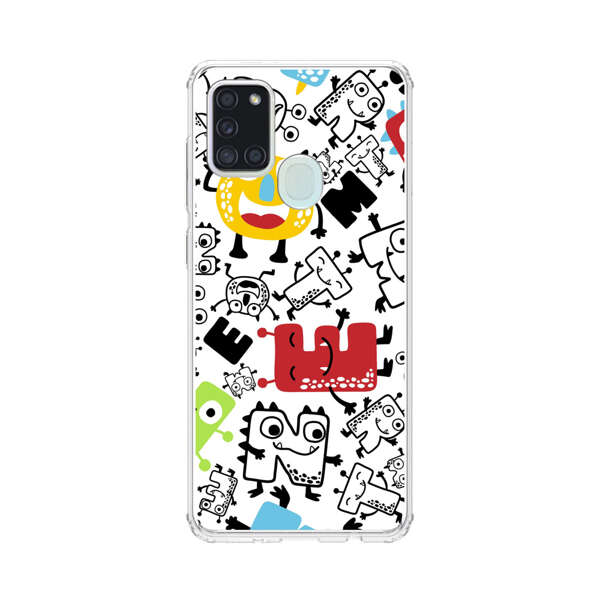 Colorful Cartoon Monsters Letters Pattern Samsung Galaxy A21s Case