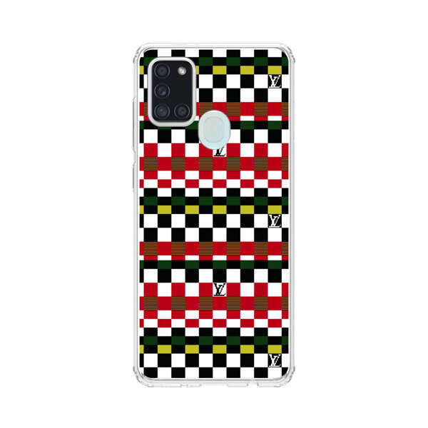Colorful Checkerboard Stripes Pattern Samsung Galaxy A21s Case