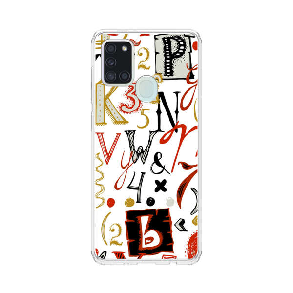 Colorful Hand Drawn Letters and Numbers Pattern Samsung Galaxy A21s Case