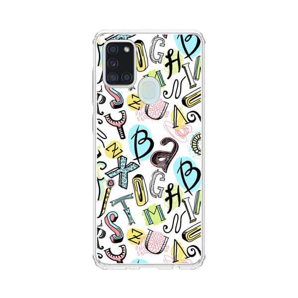 Colorful Scattered Alphabet Letters Pattern Samsung Galaxy A21s Case