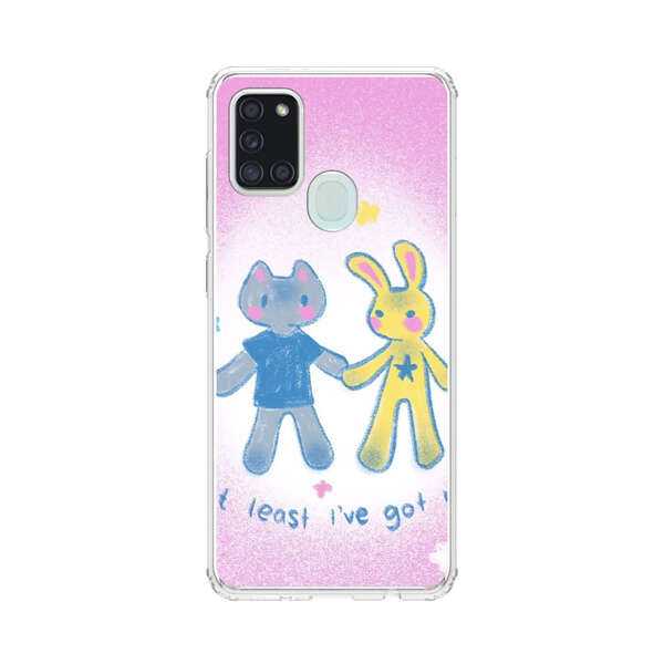 Cute Cat and Rabbit Holding Hands Samsung Galaxy A21s Case