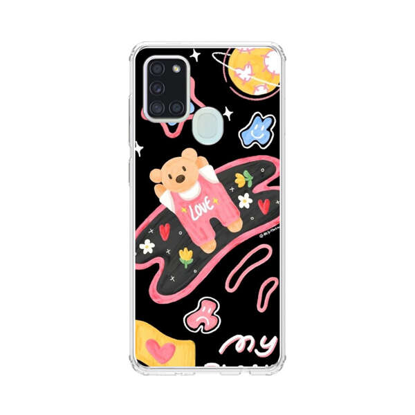 Cute Teddy Bear Love Space Design Samsung Galaxy A21s Case