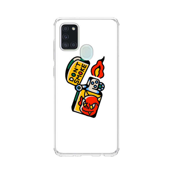Don't Smoke Vintage Lighter with Devil Face Samsung Galaxy A21s Case