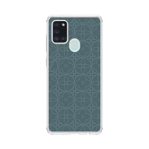 Elegant Blue Geometric Floral Pattern Samsung Galaxy A21s Case
