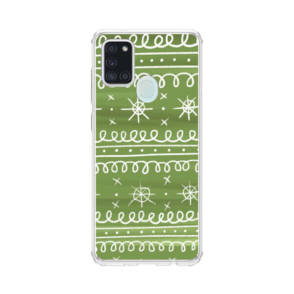 Green White Stars Loop Pattern Samsung Galaxy A21s Case