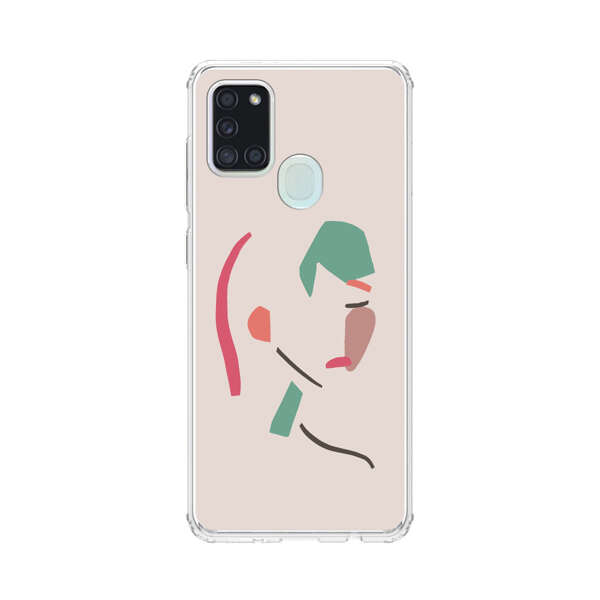 Minimalist Abstract Line Art Woman Face Samsung Galaxy A21s Case