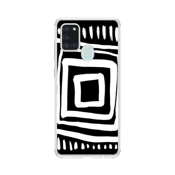 Minimalist Geometric Black and White Design Samsung Galaxy A21s Case