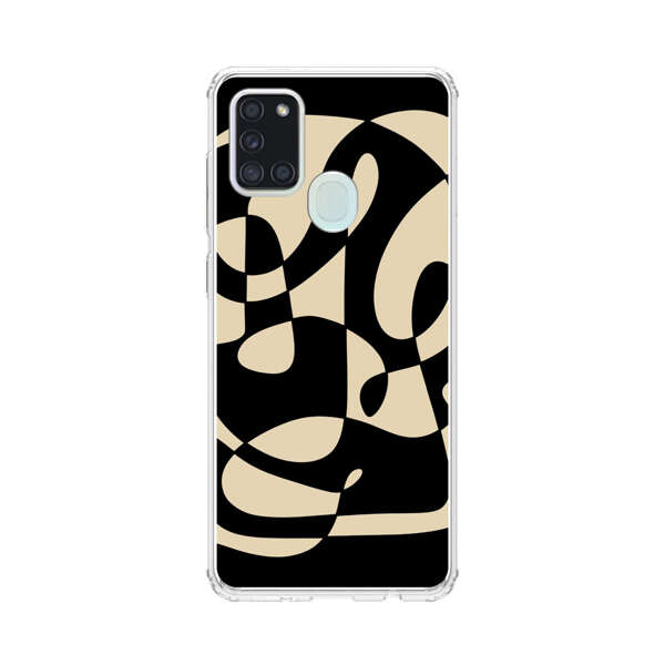 Modern Abstract Beige and Black Geometry Samsung Galaxy A21s Case