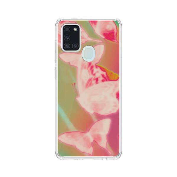 Pink Butterflies Dreamy Colorful Background Samsung Galaxy A21s Case