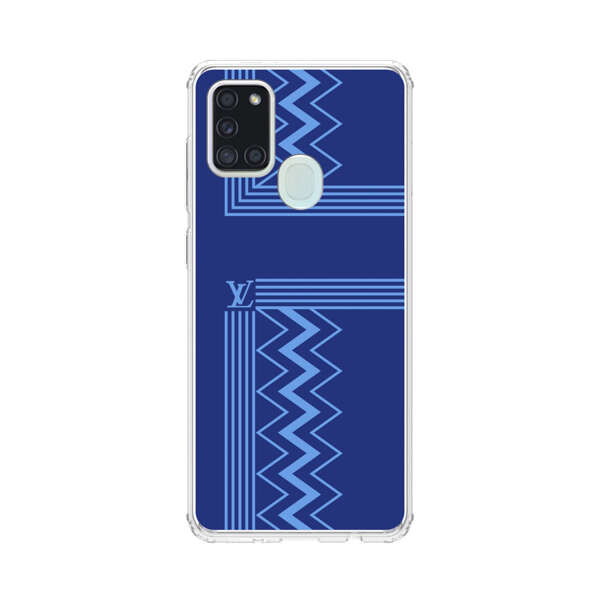 Stylish Geometric Zigzag Pattern in Blue Samsung Galaxy A21s Case