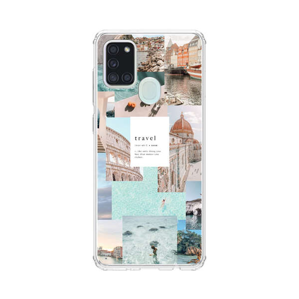 Travel Scenic Collage with Landmarks and Coastline Samsung Galaxy A21s Case