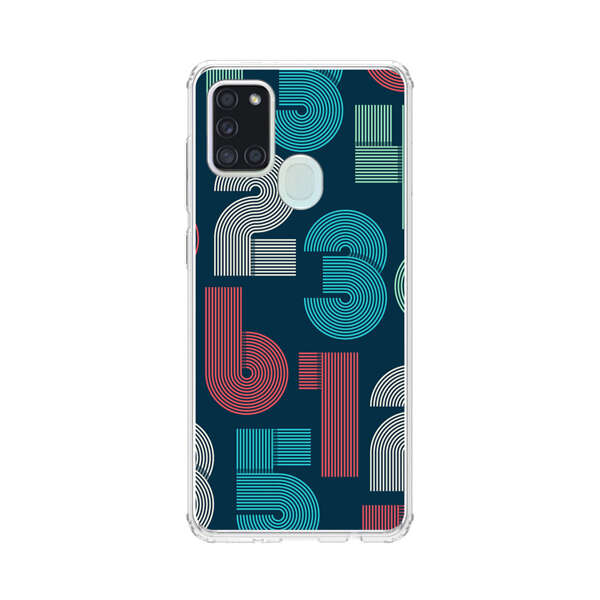 Vibrant Seamless Pattern of Colorful Stylized Numbers Samsung Galaxy A21s Case