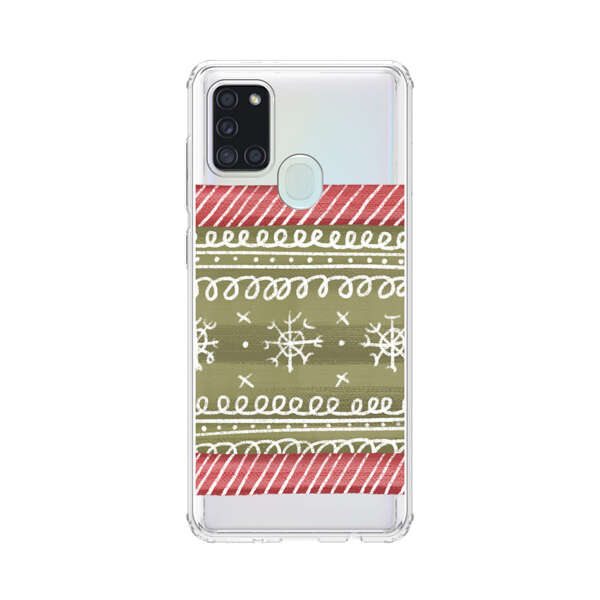 Winter Pattern with Snowflakes and Red Stripes Samsung Galaxy A21s Case