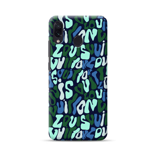 Abstract Layered Text Pattern in Blue and Green Samsung Galaxy A30 Hard Case