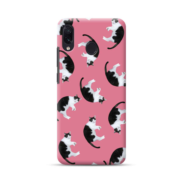 Black and White Cats Pattern on Pink Background Samsung Galaxy A30 Hard Case