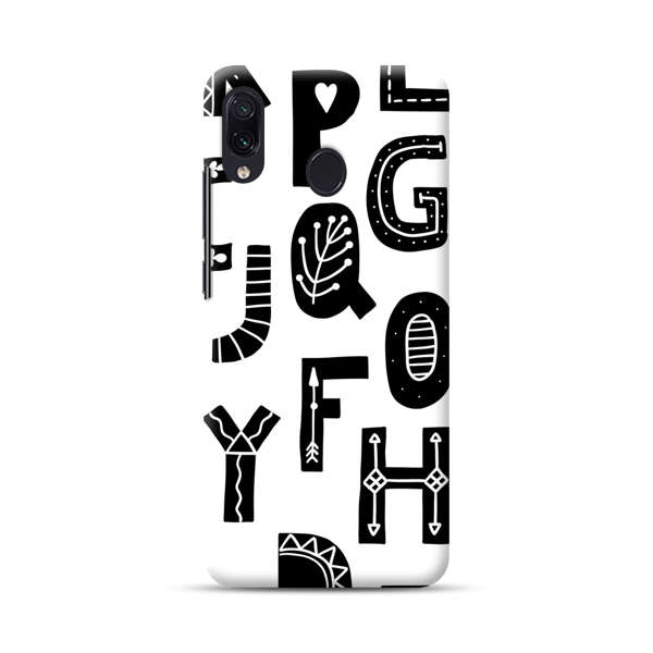 Black and White Hand-Drawn Alphabet Letters Pattern Samsung Galaxy A30 Hard Case