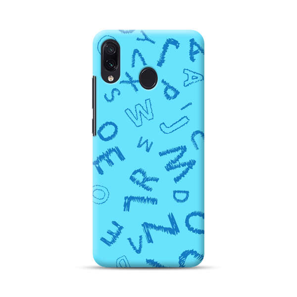 Blue background with random sketched alphabet letters Samsung Galaxy A30 Hard Case