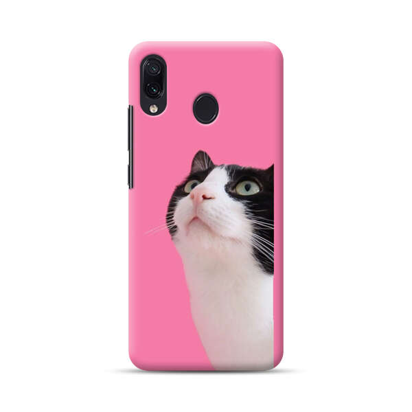 Curious Black and White Cat on Pink Background Samsung Galaxy A30 Hard Case