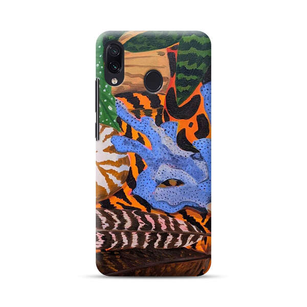 Tropical Coral Seashell Feathers on Tiger Pattern Samsung Galaxy A30 Hard Case