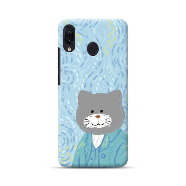 Whimsical Gray Cat with Starry Night Background Samsung Galaxy A30 Hard Case
