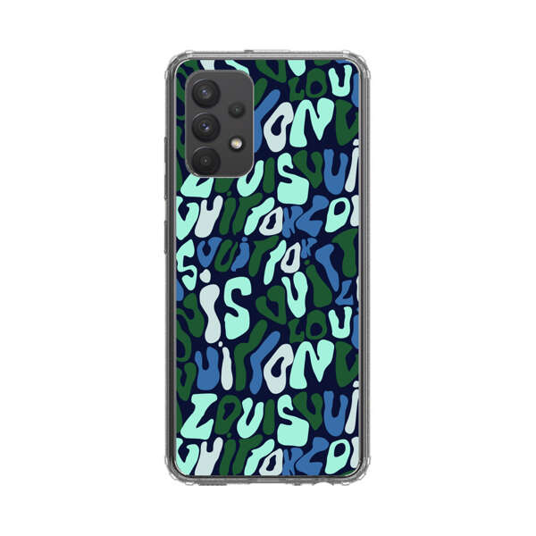 Abstract Layered Text Pattern in Blue and Green Samsung Galaxy A32 (4G) Case