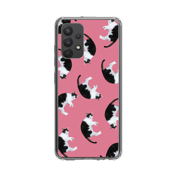 Black and White Cats Pattern on Pink Background Samsung Galaxy A32 (4G) Case