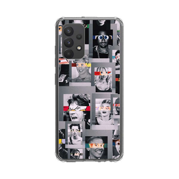 Creative Collage of Iconic Black and White Portraits with Cartoon Eyes Samsung Galaxy A32 (4G) Case