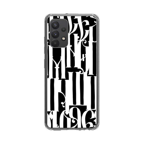 Abstract Black and White Pattern with Ornamental Letters Samsung Galaxy A32 5G Case