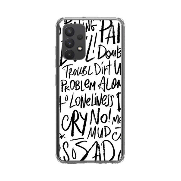 Black and White Negative Words Pattern Samsung Galaxy A32 5G Case