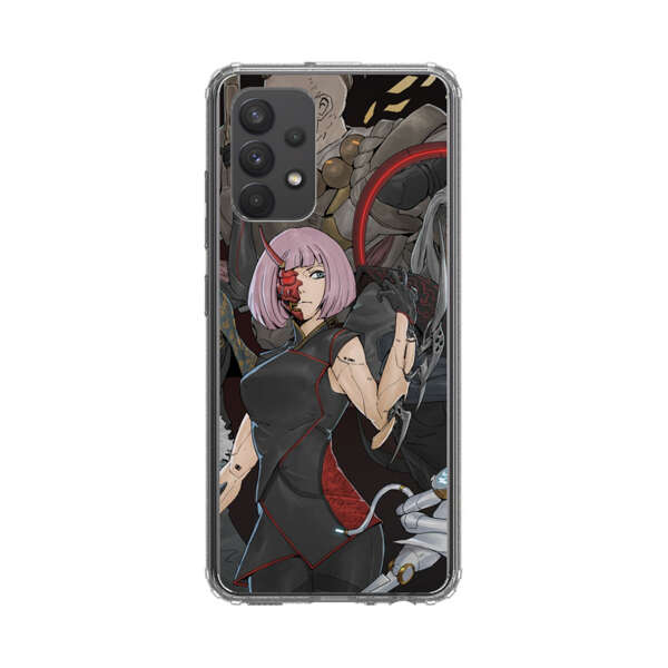 Futuristic Cyberpunk Warriors and Robotic Cat in Dynamic Pose Samsung Galaxy A32 5G Case