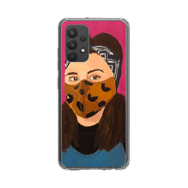 Woman Leopard Print Face Mask Samsung Galaxy A32 5G Case