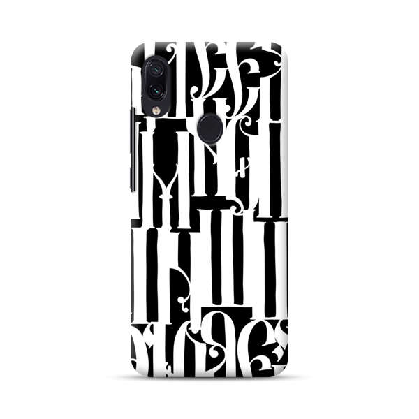 Abstract Black and White Pattern with Ornamental Letters Samsung Galaxy A40 Hard Case