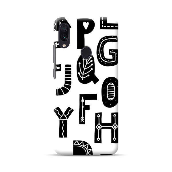 Black and White Hand-Drawn Alphabet Letters Pattern Samsung Galaxy A40 Hard Case