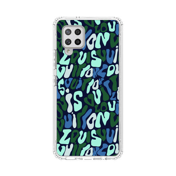 Abstract Layered Text Pattern in Blue and Green Samsung Galaxy A42 (5G) Case