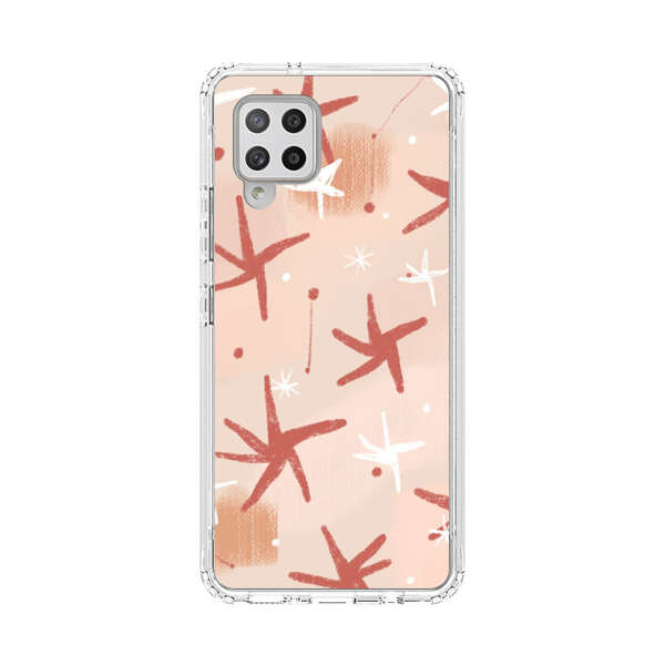 Abstract Star Pattern Red and White on Beige Background Samsung Galaxy A42 (5G) Case